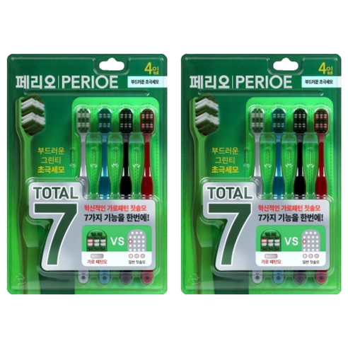 페리오 토탈7 칫솔 부드러운 초극세모, 4개입, 2개