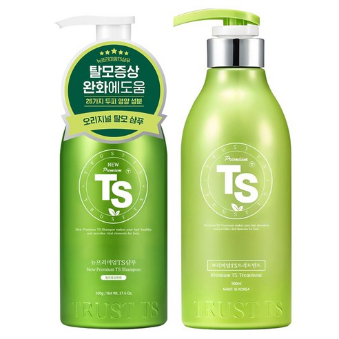 TS 뉴 프리미엄 샴푸 500g + 프리미엄 트리트먼트 500ml 세트, 1세트