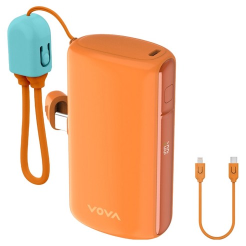 보바 그립 미니 도킹형 고속충전 보조배터리 10000mAh 8핀 / C타입, VA-116, 오렌지