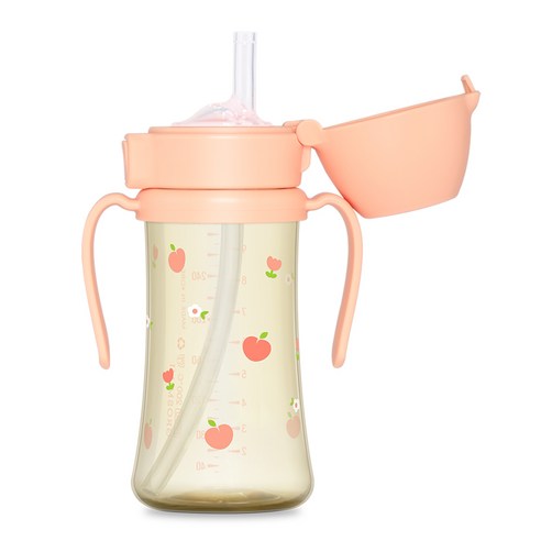 그로미미 PPSU 피치플라워 빨대컵, 300ml, 1개, 로제코랄