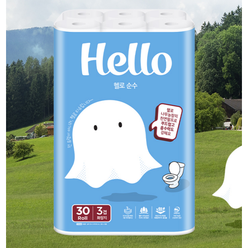 헬로 순수 천연펄프 3겹 데코 롤화장지 이미지 3
