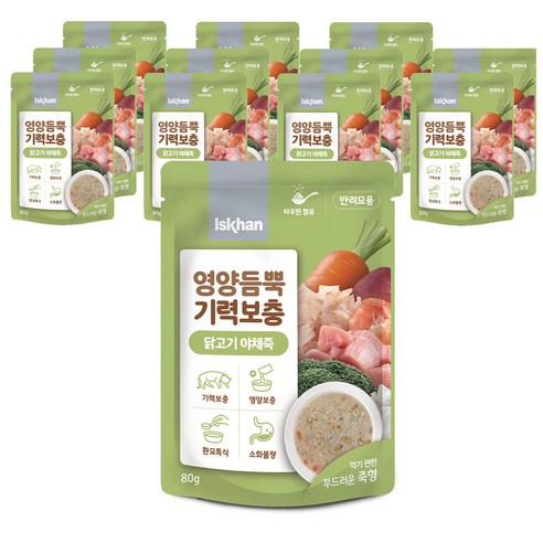 이즈칸 고양이 영양듬뿍 기력보충, 닭고기야채죽, 80g, 12개