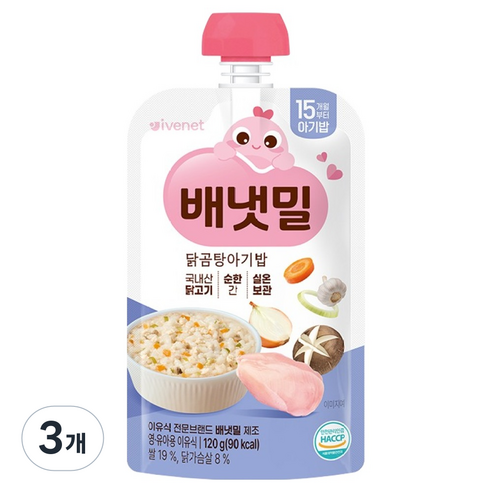 배냇밀 닭곰탕 아기밥, 120g, 3개, 닭고기