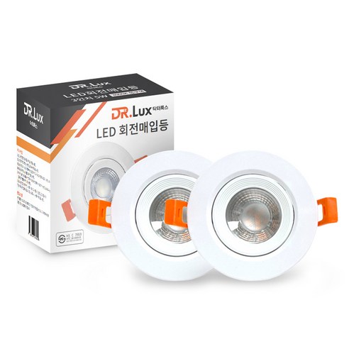 닥터룩스 매입형 LED 등기구 5W 75mm, 전구색, 2개