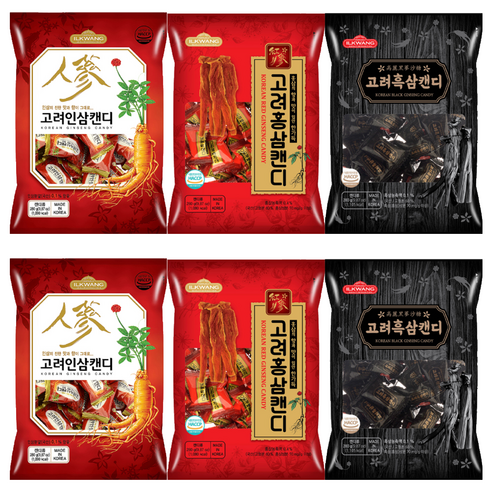 일광제과 고려홍삼캔디 280g + 고려인삼캔디2 280g + 고려흑삼캔디 280g, 840g, 2세트