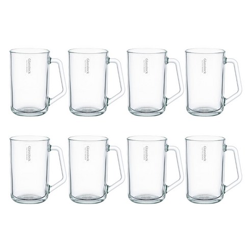 글라스락 내열 강화유리 이지그립 머그컵 480ml, 투명, 8개