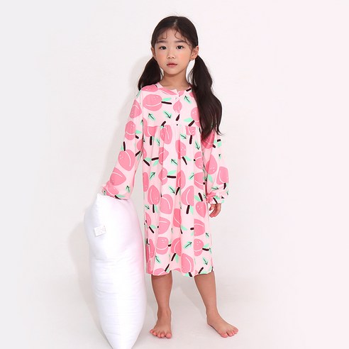 프리미에팜 여아용 기모 원피스 잠옷