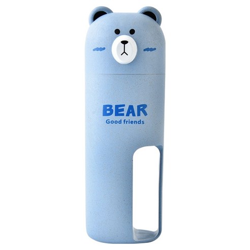 더자카 파스텔 곰돌이 칫솔 케이스, 블루, 1개