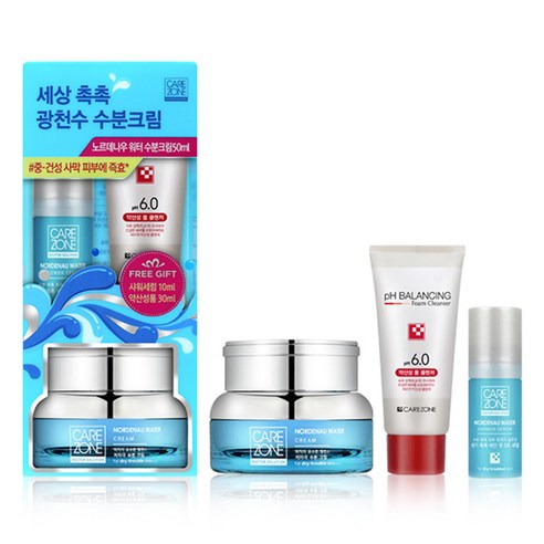 케어존 노르데나우 워터크림 50ml + 샤워 세럼 10ml + 폼 클렌저... 솔직 후기 | 피부 타입별 분석 썸네일