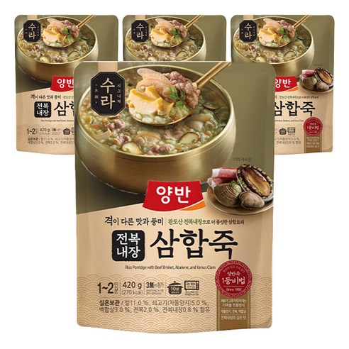 양반 수라 전복내장 삼합죽, 420g, 4개 - 즉석죽 | 쿠팡
