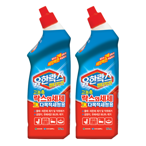 유한락스 멀티액션 락스와세제 고농축 다목적세정용, 755ml, 2개