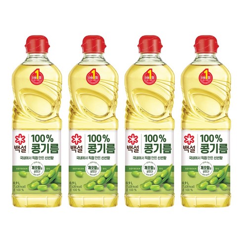 백설 콩기름, 900ml, 4개