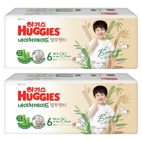 하기스 네이처메이드 밤부 팬티형 기저귀 남아용, 6단계, 76매 6단계 × 76매, 단계 × 총 수량 섬네일