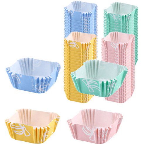 사각페트컵 핑크 + 그린 + 노랑 + 블루 20p, 80개, 1세트