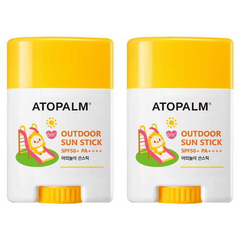 아토팜 유아용 야외놀이 선스틱 SPF50+ PA++++, 21g, 2개