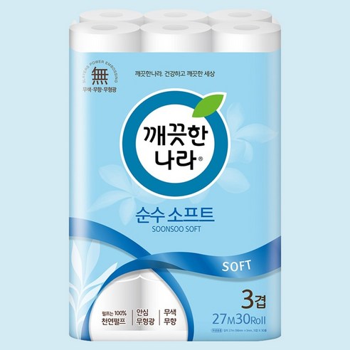 깨끗한나라 순수 소프트 3겹 화장지 이미지 3