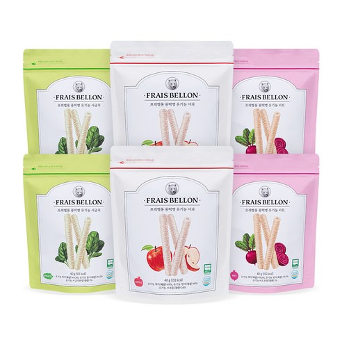 프레벨롱 유기농 롱떡뻥 과자 40g x 3종 x 2p 세트, 1세트, 사과, 비트, 시금치