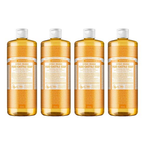 닥터브로너스 퓨어 캐스틸 솝 바디워시 시트러스 오렌지, 950ml, 4개