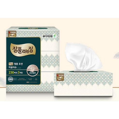 잘풀리는집 명품 로션 천연펄프 미용티슈 2겹 230매, 3개 이미지 4