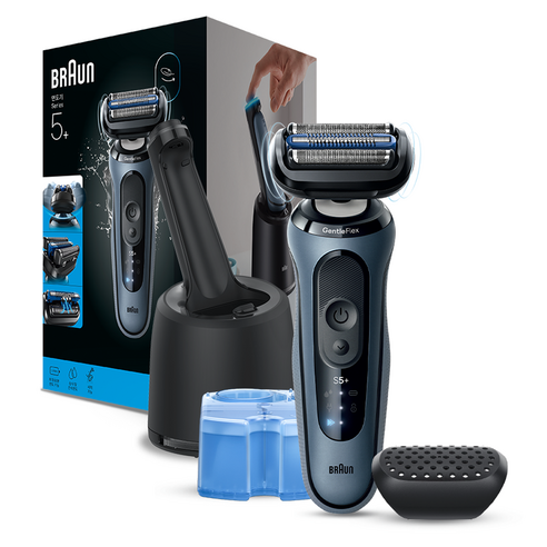 BRAUN 시리즈 5+ 스킨쉴드 전기면도기, 라이트 블루, 53-A70000cc