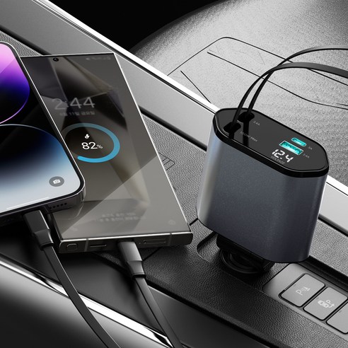 모잇 차량용 릴타입 동시 4구 충전 고속 충전기 (애플+C타입) 후기 분석 - 제품 상세 크기