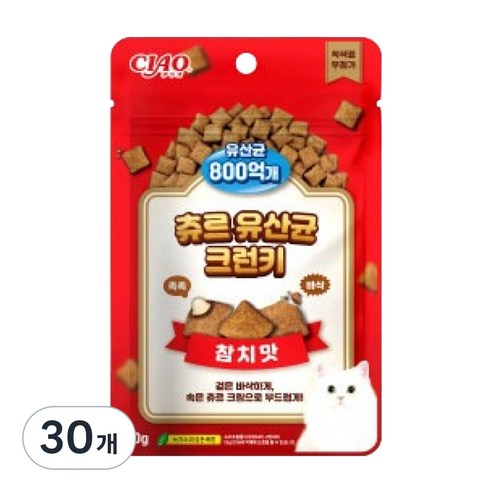 챠오츄르 고양이 츄르 유산균 크런키, 참치, 60g, 30개