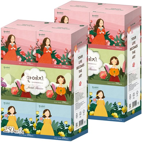 한예지 캐릭터 미니 천연펄프 미용티슈 2겹 250매, 12개 이미지