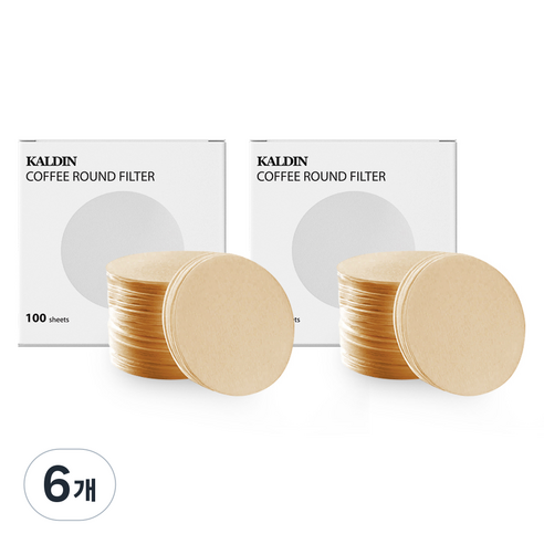 칼딘 모카포트 포터필터 여과지 더치커피기구 올 라운드 필터 브라운 56mm, 100개입, 6개