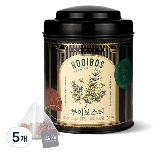 쌍계명차 티 마스터 캔 루이보스티, 1.5g, 12개입, 5개