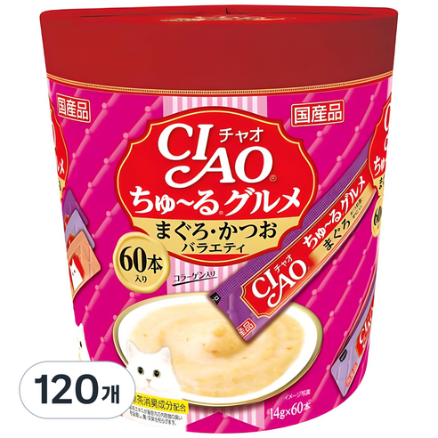 챠오츄르 고양이 구루메 버라이어티 간식, 14g, 120개