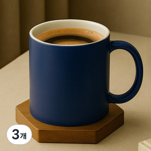 라이프란스 베이직 투톤 무광 머그컵 360ml, 네이비, 3개