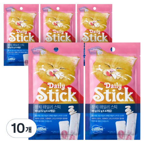 캣템 고양이 짜먹는 간식 데일리 스틱 4p, 48g, 10개, 참치