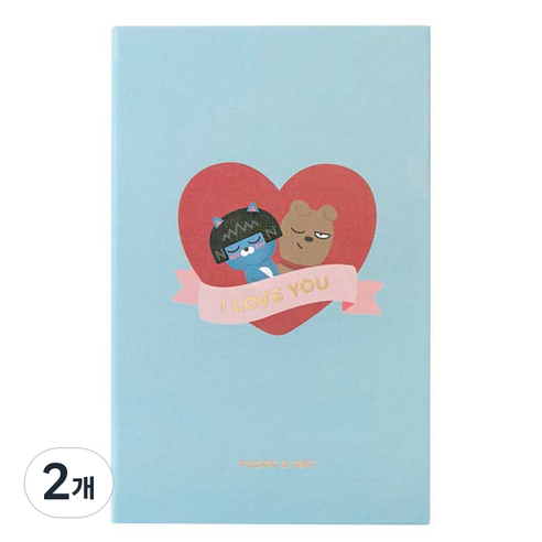카카오프렌즈 러브테마 러브 양장 노트, 블루, 2개