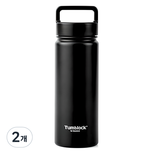텀블락 스포티 핸들 텀블러, 블랙, 500ml, 2개