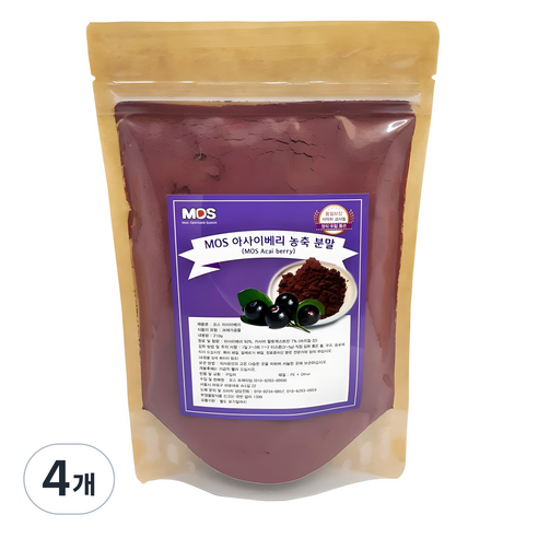 MOS 아사이베리 농축 분말, 210g, 4개