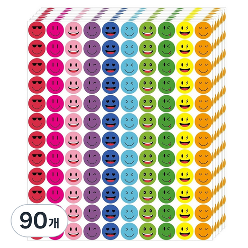 길그리 웃는 얼굴 표정 스티커 1cm 100p, 혼합색상, 90개