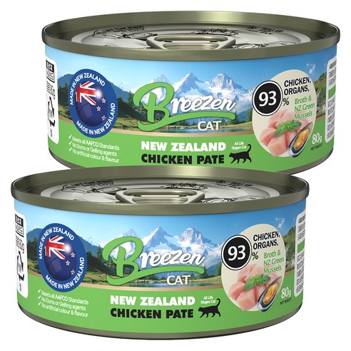 브리젠 전연령 고양이 뉴질랜드 파테 주식캔, 2개, 80g, 닭