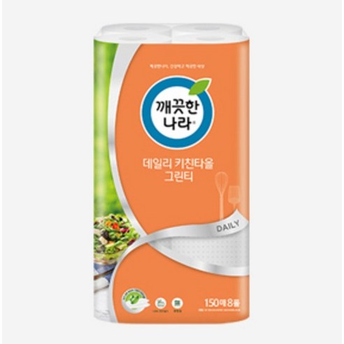 깨끗한나라 데일리 키친타올 그린티 150매, 8개 이미지 3