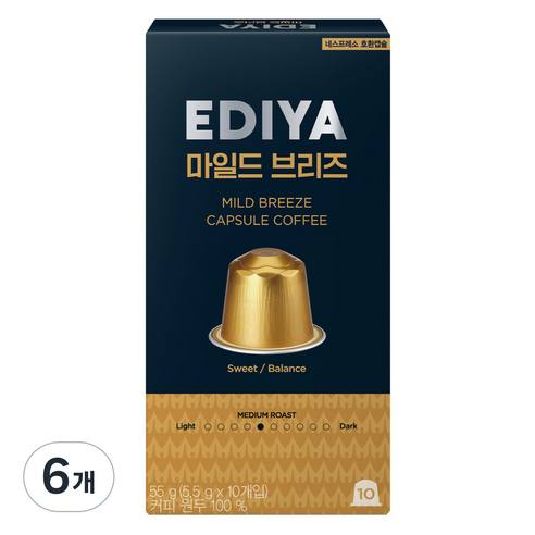 이디야 마일드 브리즈 캡슐커피, 5.5g, 6개, 10개입
