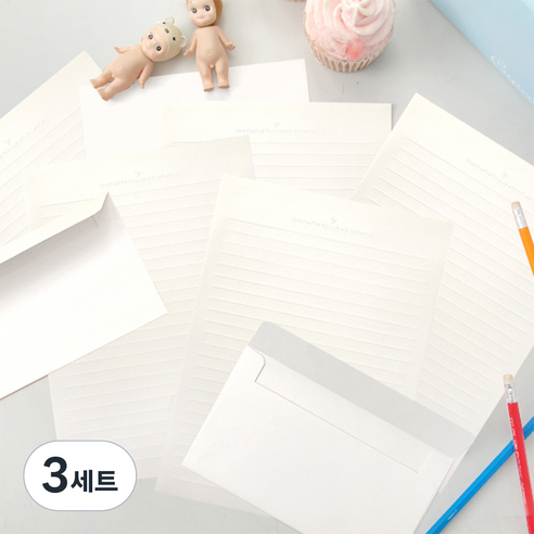 투영디자인 레인보우 파스텔 편지지 12p + 봉투 6p 세트, 크림, 3세트