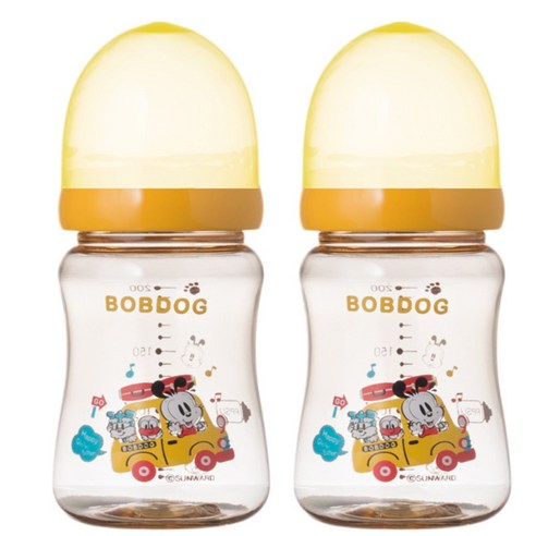 리틀밥독 국내 제조 PPSU 젖병 트윈팩, 옐로우, 200ml, 2개