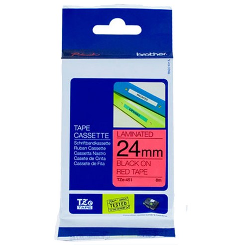 부라더 라벨테이프 TZe-451, TZe-451 [24mm 빨강/검정글씨], 1개