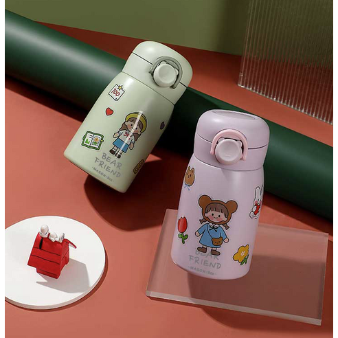 푸코 베어 프렌드 원터치 보온병 후기 분석 - 내부 스테인리스 소재 확인