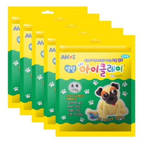 아모스 탱탱 아이클레이 파우치 5p, 초록, 110g, 5개