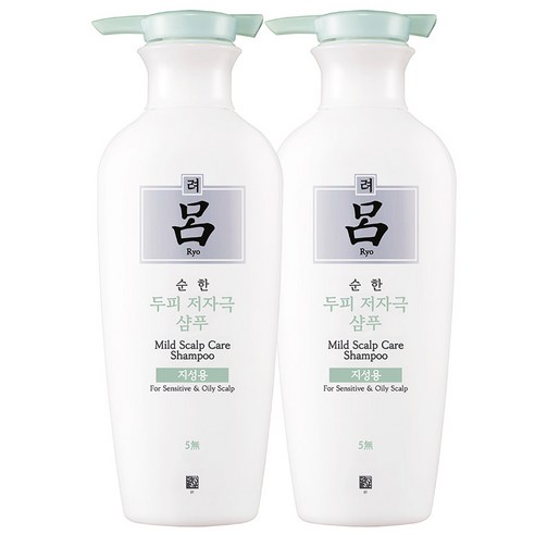 려 순한 두피저자극 샴푸 지성용, 400ml, 2개