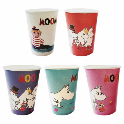 무민 컬러 종이컵 5종 세트 390ml, 50개입, 1개