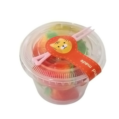 황씨네도시락 투명머핀컵 소 본체 24p + 평면뚜껑 24p + 롤리팝애니멀 도시락스티커 24p + 미니포크 24p