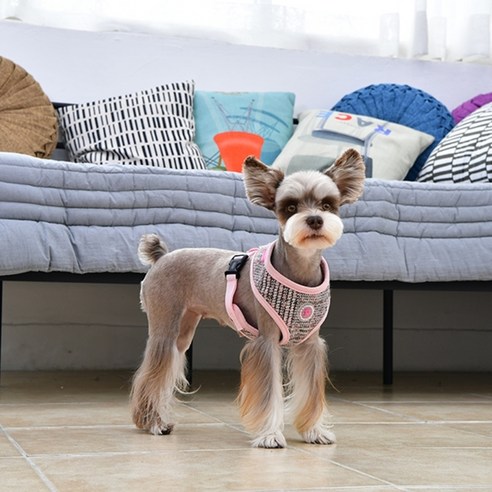 핑카홀릭 뉴욕 반려동물 글렌체크 하네스 A 인디안핑크, 인디안핑크, M, M 섬네일