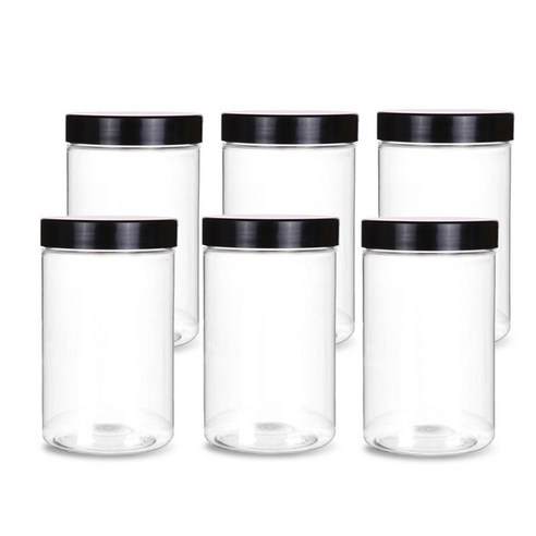 미르코리아 팜스원형 밀폐용기 블랙, 6개, 600ml