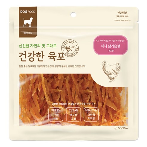 굿데이 강아지 건강한 육포, 미니 닭가슴살, 300g, 1개